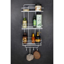 UltraMint Paslanmaz Metal Banyo Köşeliği, Yapışkanlı, Termoplastik Kaplamalı, Duş Rafı