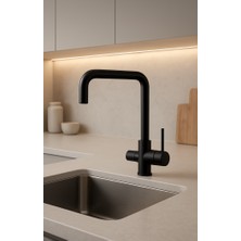 HDF Mat Siyah 3’ü 1 Arada Arıtma Çıkışlı Mutfak Evye Bataryası