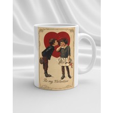 Sartre Art Be My Valentine Porselen Kupa - Vintage Retro Çocuk Sevgililer Hediyesi