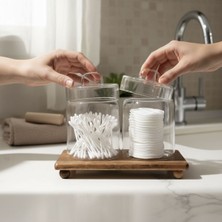 UltraMint Şeffaf Cam Dekoratif Kulak Pamuğu Kavanozu, Şık ve Kullanışlı Tasarım