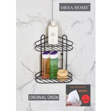 UltraMint Şık Siyah Iki Katlı Banyo Köşe Rafı, Pratik ve Dekoratif Tasarım