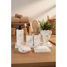 UltraMint 7 Parça Beton Banyo Seti, Sabunluk, Diş Fırçalık, Mumluk ve Tütsülük