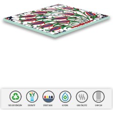 UltraMint Lale Desenli Cam Gider Kapağı 4'lü Takım 15CM x 15CM