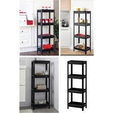 UltraMint 4 Katlı Siyah Çok Amaçlı Raf Ünitesi, Şık ve Kullanışlı Tasarım