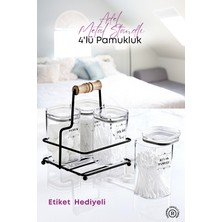 UltraMint Metal Standlı 4’lü Akrilik Pamuk ve Makyaj Pamuğu, Diş Ipi Organizeri