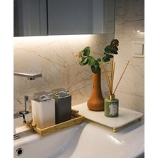 UltraMint Mermer 30X20 cm Gold Boncuk Ayaklı Banyo Düzenleyici Stand