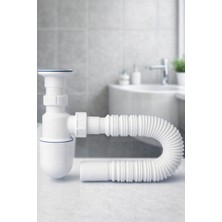 Tayem Taslı Lavabo Sifonu Gideri Borusu Körüklü Sökülebilir Hazneli Mutfak Banyo Eviye Pis Su Plastik