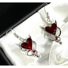 Dükkan Hediyelik Dükkan Design Red Devil Heart Küpe