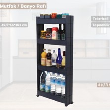 UltraMint 4 Katlı Antrasit Tekerlekli Mutfak & Banyo Organizer