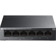 Tp-Lınk LS106P, Green Tech, 6 Port, Meggabit, 4 Port Poe+ 65W, Metal Kasa, Yönetilemez, Masaüstü Switch