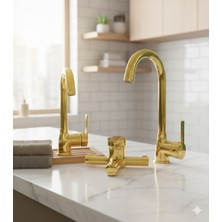 HDF Gold Batarya Set Mutfak Musluğu & Lavabo Musluğu & Banyo Bataryası Avantaj Paketi