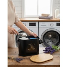 UltraMint Bambu Kapaklı Metal Bölmeli Toz ve Tablet Saklama Kutusu Siyah