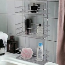 UltraMint Modern Üç Raflı Krom Banyo Şampuanlığı ve Tel Seti