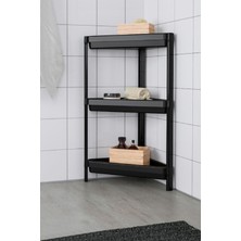 UltraMint Modern Üçgen Çok Katlı Köşe Banyo Rafı Siyah