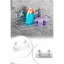 UltraMint Metal Kare Vantuzlu Banyo Rafı, Tek Katlı Vakumlu Organizer