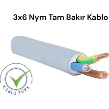 Kablo Türk 3x6 Nym Tam Bakır Kablo 1 Metre