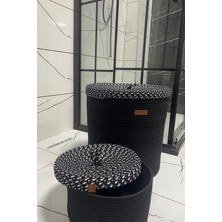 UltraMint Jüt Hasır Kapaklı 2’li Set, Banyo ve Çamaşır Düzenleyici, Makyaj ve Oyuncak Sepeti