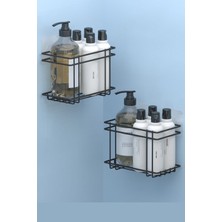 UltraMint Çiftli Siyah Mat Banyo ve Mutfak Rafı, 2'li Set
