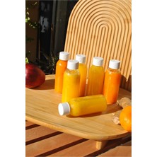 Qualitev 6 Adet Beyaz Sızdırmaz Kapaklı 100 Ml Plastik Ginger Shot Şişe Detoks Meyve Şat Şişesi