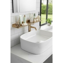 UltraMint Şık Metal Banyo Lavabo Üstü Duvara Monte Raf 40X10 cm