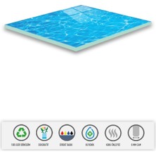 UltraMint Şeffaf Cam Gider Kapağı, Deniz Desenli, 4'lü Takım, 15X15 cm