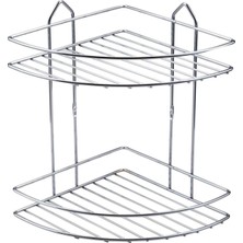 UltraMint Iki Katlı Köşeli Krom Banyo Rafı Seti, Şampuanlık ve Köşelikler