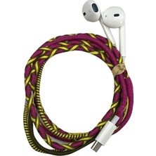 Boğazören Mor Renkli Örgülü Type-C Kulaklık Ip Örgülü Desenli Kablolu Kulaklık iPhone 15/16/17 Samsung Uyumlu.