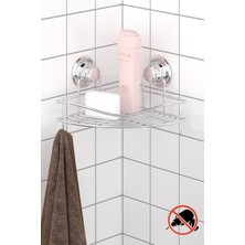 UltraMint Tek Katlı Vakumlu Banyo Duş Köşe Rafı Krom DM250