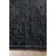 Seloria Home Antrasit Şönil Makinada Yıkanabilir Kaymaz Taban Saçaklı Pamuklu Halı Kilim Oturma Odası Salon