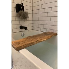 UltraMint Ahşap Banyo Küvet Tepsisi ve Sehpası, Doğal Kenar, Banyo Düzenleyici