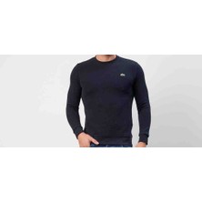 Lacoste Lacivert Bisiklet Yaka Dar Slim Sweatshirt