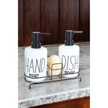 UltraMint 2'li Metal Standlı Süngerli Sabunluk Seti, 400ML Mutfak Deterjan Şişesi