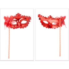 NW NessiWorld Kırmızı Işıltılı Tutmalı Fotoğraf Çekimi Maskesi 18X29 cm