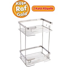 UltraMint Kare Banyo Köşe Rafı, Çift Katlı, Krom, Şampuan ve Sabun Saklama Ünitesi