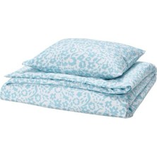 Naile Collection IKEA Cymbalblomma Tek Kişilik Nevresim Seti , Beyaz-Mavi, ( 1 Adet Nevresim-1 Adet Yastık Kılıfı) 150X200/50X60 cm