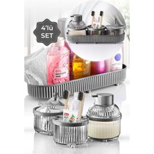 UltraMint 4 Parça Gri Banyo Düzenleyici ve Organizer Seti