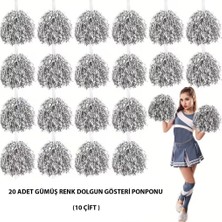 NW NessiWorld 10 Çift ( 20 Adet ) Gümüş Renk 23 Nisan 19 Mayıs 29 Ekim Okul Gösteri Ponponları