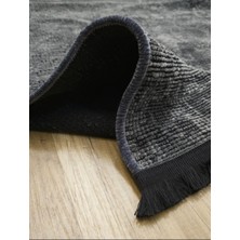 Seloria Home Gri Şönil Makinada Yıkanabilir Kaymaz Taban Saçaklı Pamuklu Halı Kilim Oturma Odası Salon Mutfak