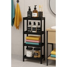 UltraMint 4 Katlı Banyo Raf Ünitesi, Şampuanlık ve Havluluk ile Geniş Depolama