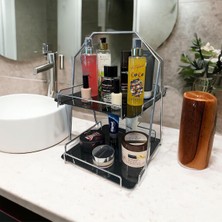 UltraMint Iki Katlı Üçgen Siyah Metal Organizatör, Banyo ve Mutfak Düzeni
