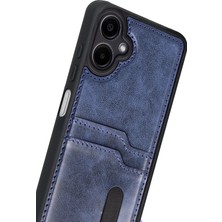 AyrStore Newface Galaxy A07 4g Sara Kartvizitli Deri Kılıf - Lacivert