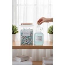 UltraMint Ahşap Kulplu Vakumlu Şeffaf Deterjan Kavanozu 2000ML