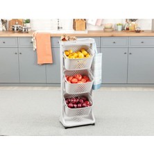 UltraMint Geniş 4 Katlı Plastik Raf, Mutfak ve Banyo Için, Gri Renk