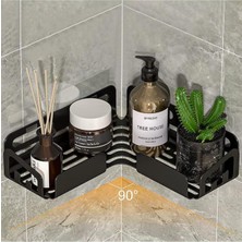 UltraMint Metal Banyo Köşe Duvar Rafı Şampuanlık ve Askılık, 4 Kancalı Tasarım
