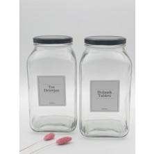 UltraMint Şeffaf Cam Kavanoz, Siyah Metal Kapak, 3 Litre, Temizlik ve Saklama Için