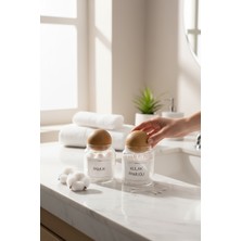 UltraMint Iki Parça Top Kapaklı Pamuk ve Kulak Pamuğu Kavanozu Seti