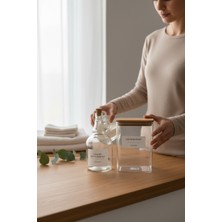 UltraMint Ahşap Kapaklı Toz Deterjan Kavanozu 2000 Ml, Sıvı Deterjan 1000 ml