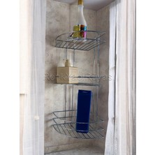 UltraMint 3 Katlı Metal Köşe Rafı, Krom Duşakabin Için Şampuanlık ve Keselik