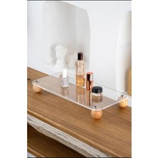 UltraMint Şeffaf Ahşap Top Ayaklı Dikdörtgen Organizer, Şık ve Fonksiyonel