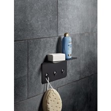 UltraMint Şık Paslanmaz Metal Duş Rafı, Banyo Düzenleyici ve Şampuanlık Siyah